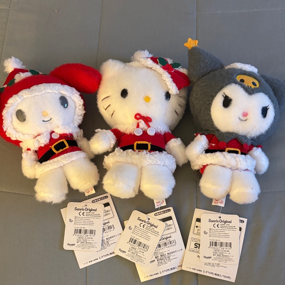 Sanrio Festive Plush Trio - Red, White, Gray